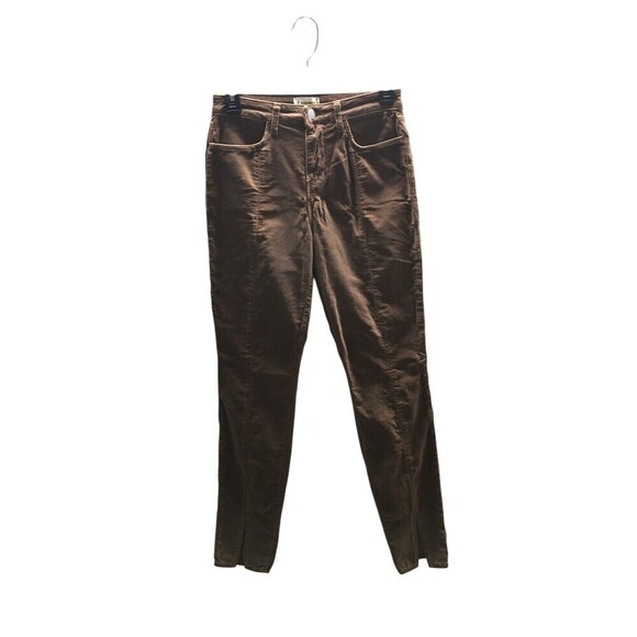 L'Agence Jeans Women's Size 25 Brown Jyothi Tapered Leg Velvet Split Ankle - Picture 1 of 8